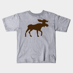 Moose Brown Silhouette Rustic Woodland Kids T-Shirt